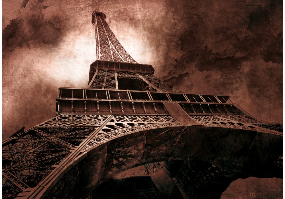 vertaling Handschrift Golven Fotobehang Eiffeltoren, Parijs | Bruin | 152,5x104cm | Fotobehangart.nl