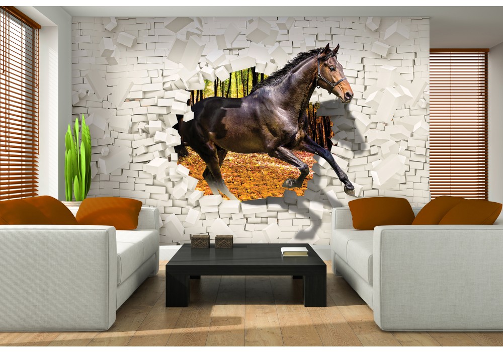 adverteren hartstochtelijk marketing Fotobehang Vlies | Paard, Abstract | Bruin | 368x254cm | Fotobehangart.nl