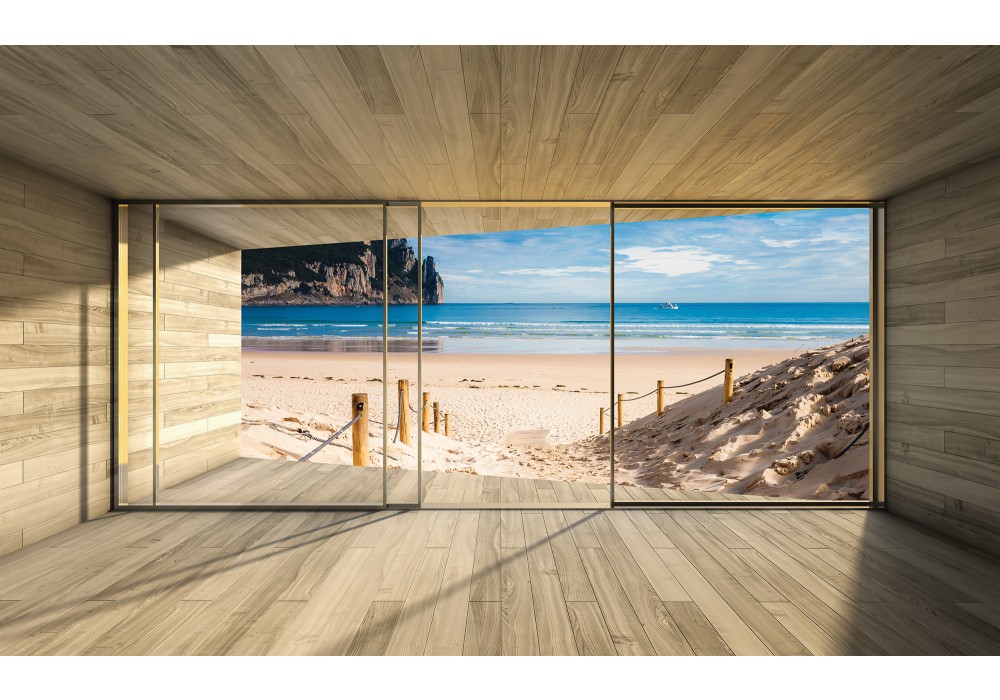Get Wallpaper Fotobehang Strand Hout Blauw 104x70 5cm Fotobehangart Nl For iPhone Free