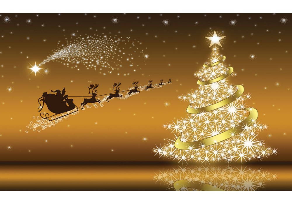 Fotobehang Papier Kerst Goud 368x254cm Fotobehangart.nl