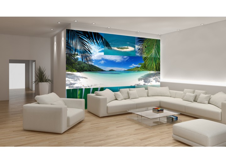 Fotobehang Strand | Blauw, Groen | 152,5x104cm