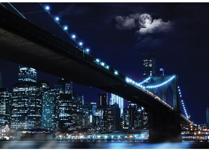 Fotobehang Vlies | New York | Grijs, Blauw | 368x254cm (bxh)