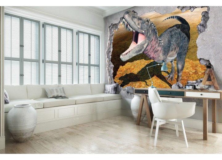 Fotobehang Vlies | Dinosaurus, 3D | Bruin | 368x254cm (bxh)