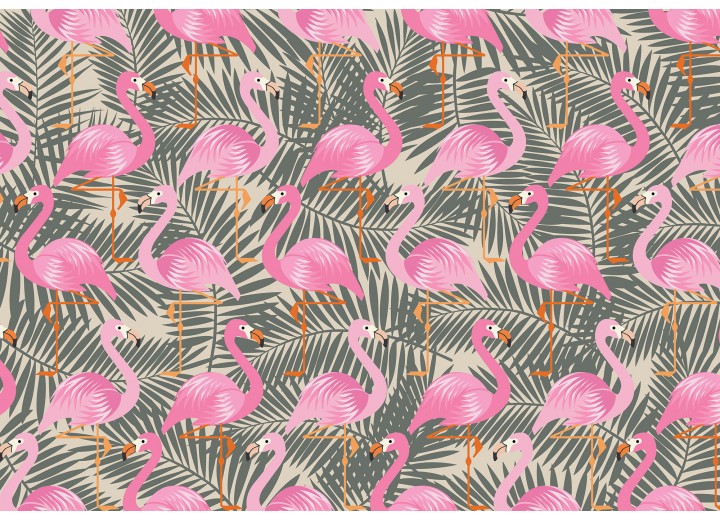Fotobehang Vlies | Flamingo | Roze, Grijs | 368x254cm (bxh)