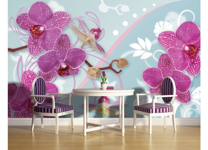 Fotobehang Papier Orchideeën, Bloemen | Roze | 368x254cm