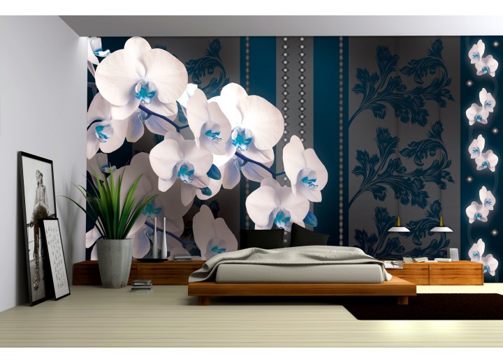 Fotobehang Vlies | Bloemen, Orchideeën | Blauw | 368x254cm (bxh)