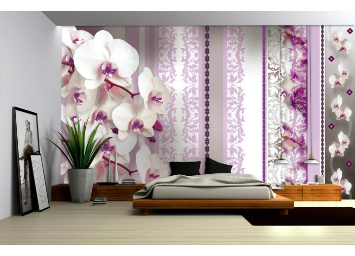 Fotobehang Bloemen, Orchideeën | Paars | 312x219cm