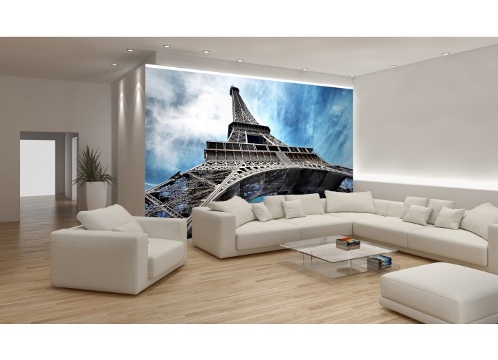 Fotobehang Vlies | Eiffeltoren | Grijs, Blauw | 368x254cm (bxh)