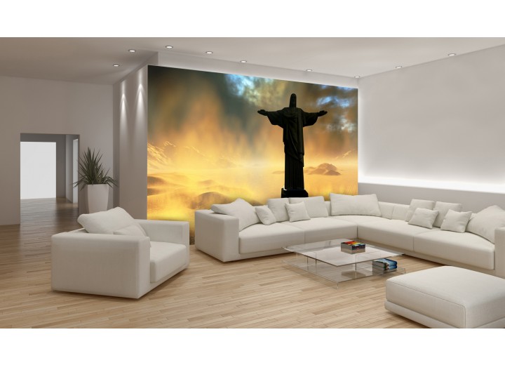 Fotobehang Vlies | Jezus, Brazilië | Zwart | 368x254cm (bxh)