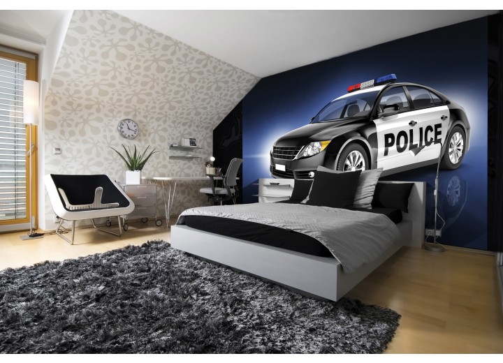 Fotobehang Vlies | Politieauto | Zwart | 368x254cm (bxh)
