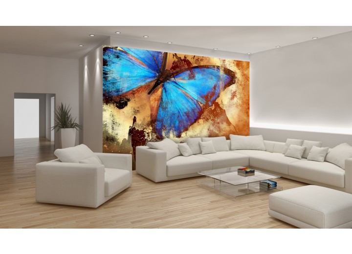 Fotobehang Vlinder, Abstract | Blauw | 104x70,5cm
