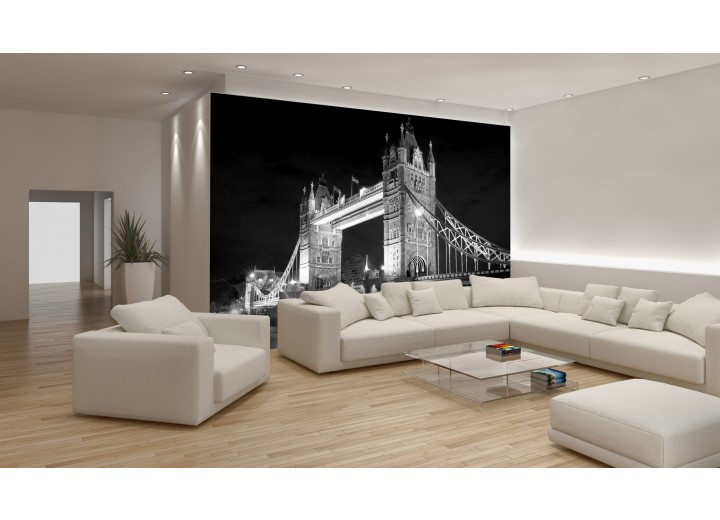 Fotobehang London, Brug | Zwart | 104x70,5cm