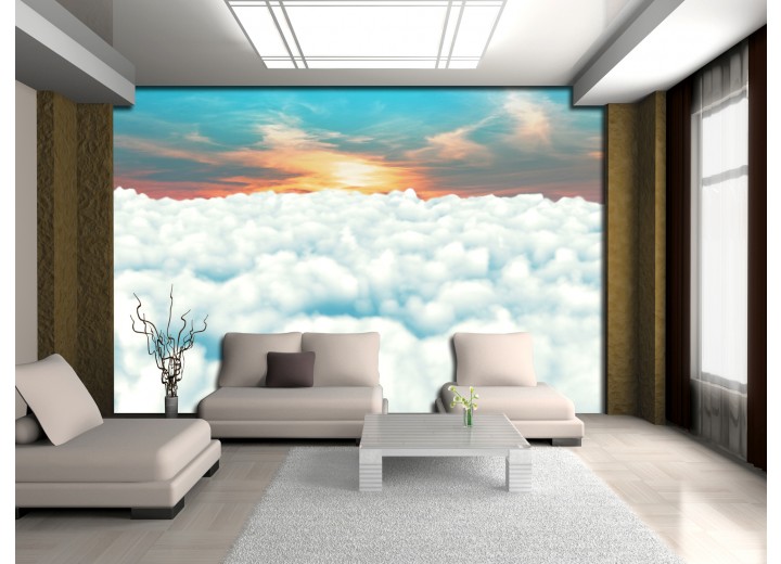 Fotobehang Papier Wolken | Blauw | 368x254cm