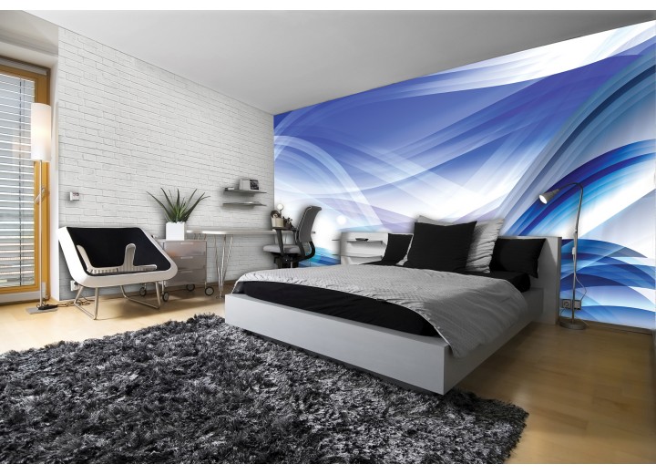 Fotobehang Design | Wit, Blauw | 104x70,5cm