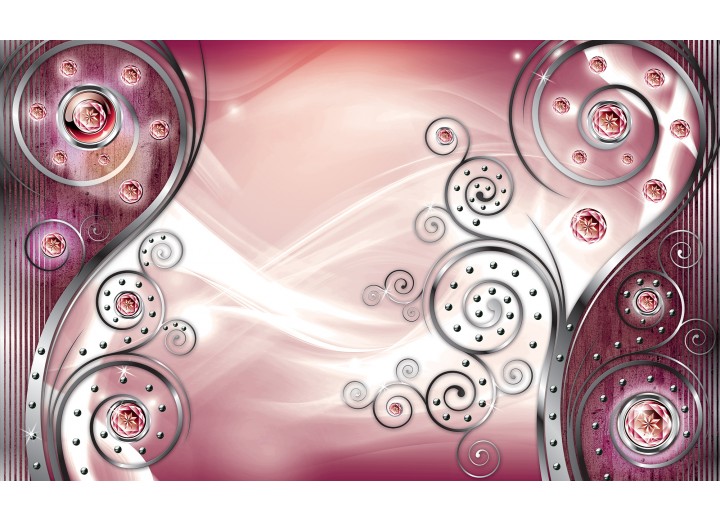 Fotobehang Vlies | Design | Zilver, Roze | 368x254cm (bxh)