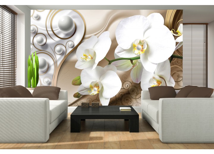 Fotobehang Orchidee, Bloemen | Zilver, Goud | 152,5x104cm