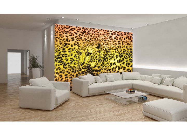 Fotobehang Luipaard | Geel, Groen | 208x146cm