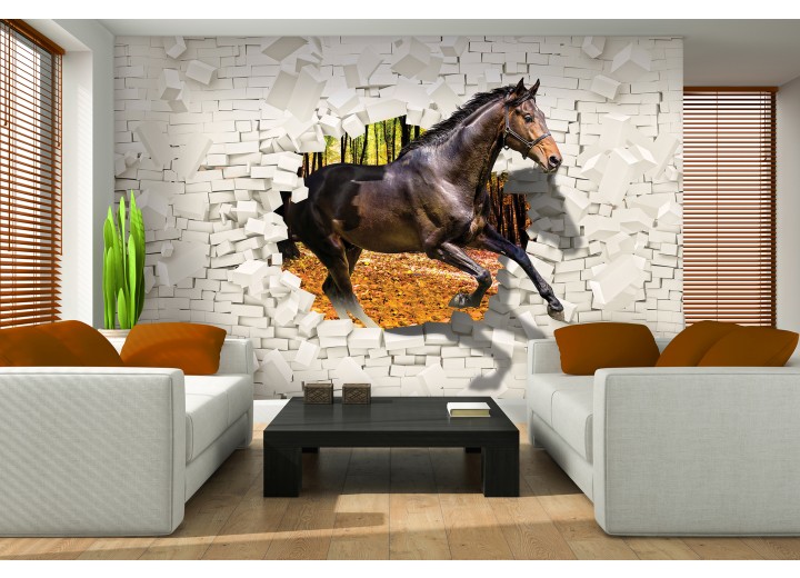 Fotobehang Paard, Abstract | Bruin | 208x146cm