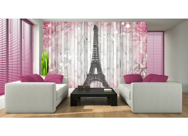 Fotobehang Papier Hout, Parijs | Roze | 254x184cm