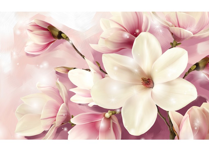Fotobehang Vlies | Magnolia, Bloem | Roze | 368x254cm (bxh)