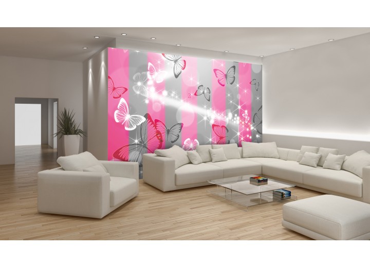Fotobehang Abstract, Vlinder | Roze | 104x70,5cm