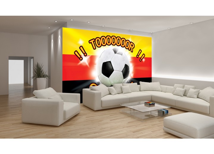Fotobehang Voetbal | Rood, Zwart | 104x70,5cm