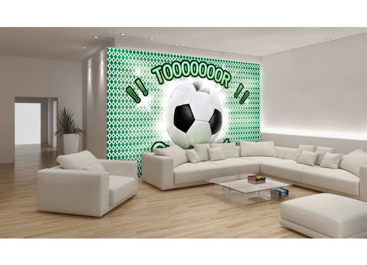 Fotobehang Voetbal | Groen, Wit | 104x70,5cm