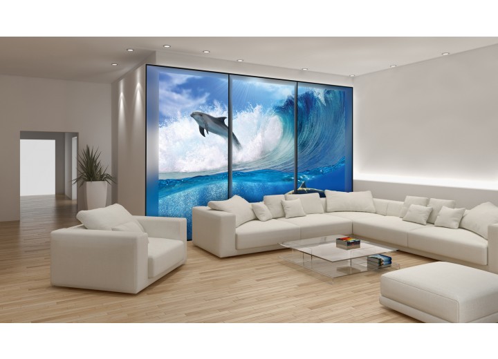 Fotobehang Dolfijnen | Blauw | 152,5x104cm
