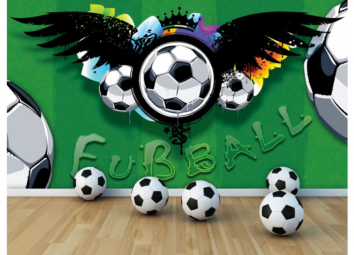 Fotobehang Voetbal | Groen, Zwart | 104x70,5cm