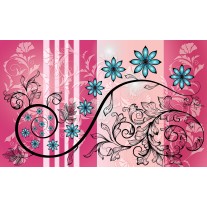 Fotobehang Papier Bloemen | Roze, Blauw | 254x184cm