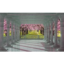 Fotobehang Papier Bomen | Roze, Groen | 368x254cm