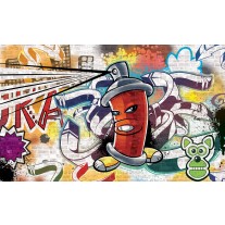 Fotobehang Papier Graffiti | Groen, Geel | 368x254cm