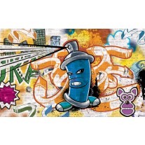 Fotobehang Graffiti | Oranje, Blauw | 152,5x104cm