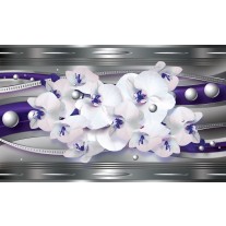 Fotobehang Papier Bloemen, Orchideeën | Zilver | 254x184cm