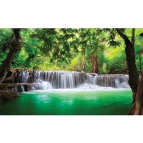 Fotobehang Papier Natuur, Waterval | Groen | 368x254cm