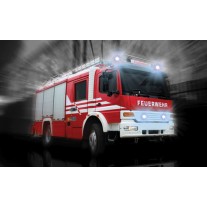Fotobehang Papier Brandweerauto | Zwart, Rood | 254x184cm