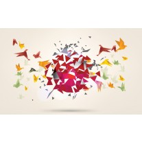 Fotobehang Papier Abstract, Origami | Geel | 254x184cm