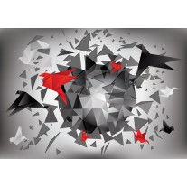 Fotobehang 3D, Origami | Rood | 152,5x104cm