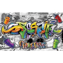Fotobehang Graffiti | Grijs, Geel | 152,5x104cm