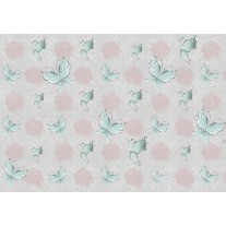Fotobehang Papier Vlinder, Rozen | Roze, Turquoise | 368x254cm