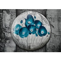 Fotobehang Papier Bloemen, Klaproos | Turquoise | 368x254cm