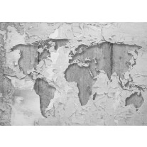 Fotobehang Papier Wereldkaart, Muur | Grijs | 254x184cm