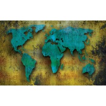 Fotobehang Papier Wereldkaart | Turquoise, Groen | 254x184cm