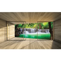 Fotobehang Papier Natuur, Waterval | Groen | 368x254cm