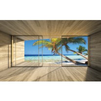 Fotobehang Strand, Hout | Blauw | 152,5x104cm