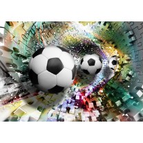 Fotobehang Papier Voetbal | Turquoise, Geel | 254x184cm