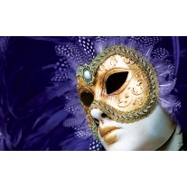 Fotobehang Papier Masker | Paars, Goud | 254x184cm