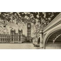 Fotobehang Papier London | Sepia | 254x184cm