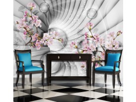 fotobehang 3D Tunnel with Flowers 368x254cm (bxh)