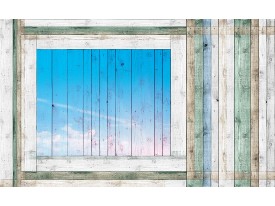 Fotobehang Hout, Landelijk | Blauw | 104x70,5cm